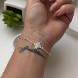 Pulseira Regulável Trevo em Prata 925